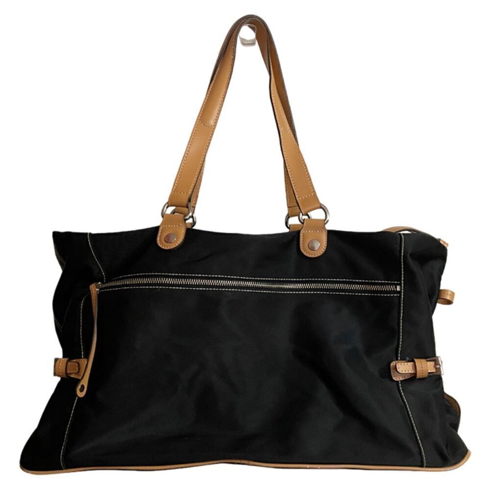 Maxx New York Large Black Nylon Weekender Tote